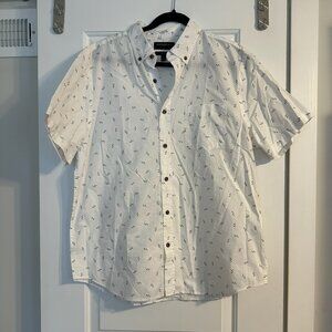 Banana Republic Men's Foot Steps Button Down Short Sleeve Shirt - Size L